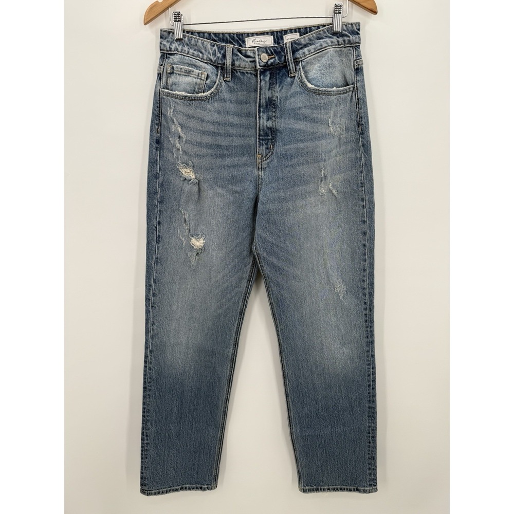 KanCan 90's Flare Jeans Distressed Womens‎ Size 28 Ultra High Rise Button Fly - Picture 2 of 6